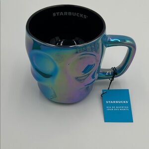 Starbucks Iridescent Teal Purple Blue Skull Mug